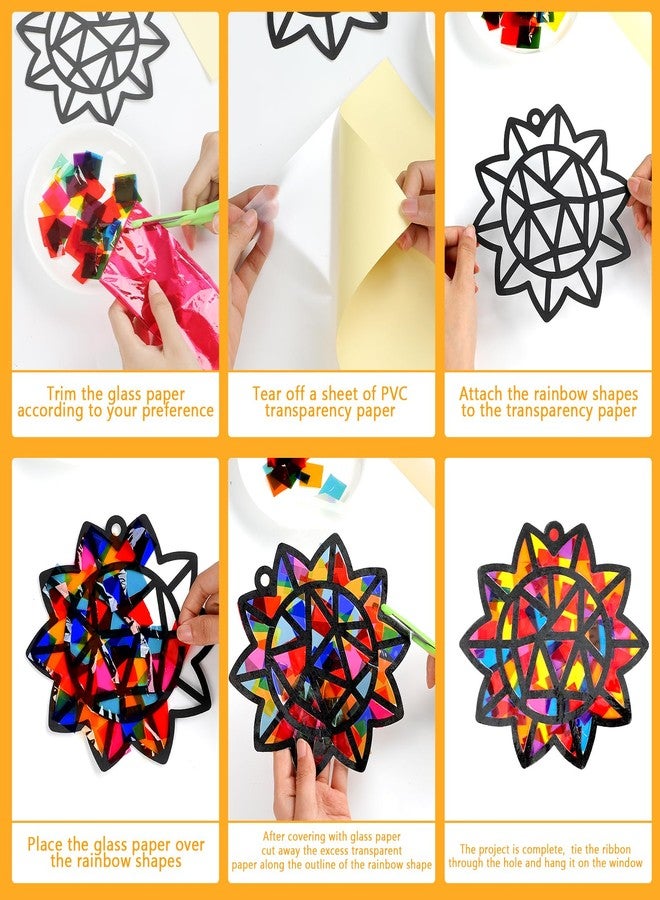 Lonfliness 32 Sets Spring Crafts Valentine's Day Suncatchers Kit for Kids DIY Rainbow Window Stained Glass Effect Paper School Classroom Decoration Back to School Art Craft Creative Activity Project Party Favors - Image 3